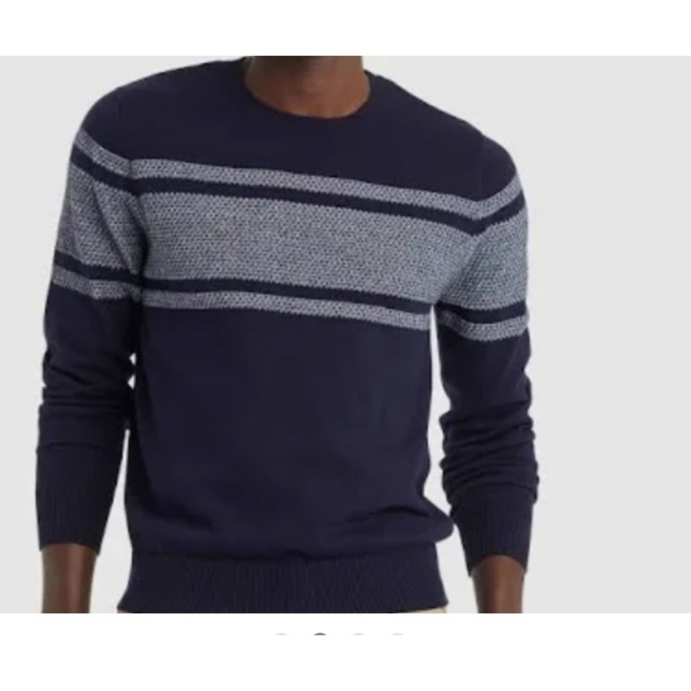 Mens Goodfellow & Co Textured Colorblock Sweater Navy White M NWOT